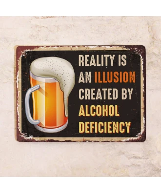 Placa metálica para bar Deficiencia de alcohol