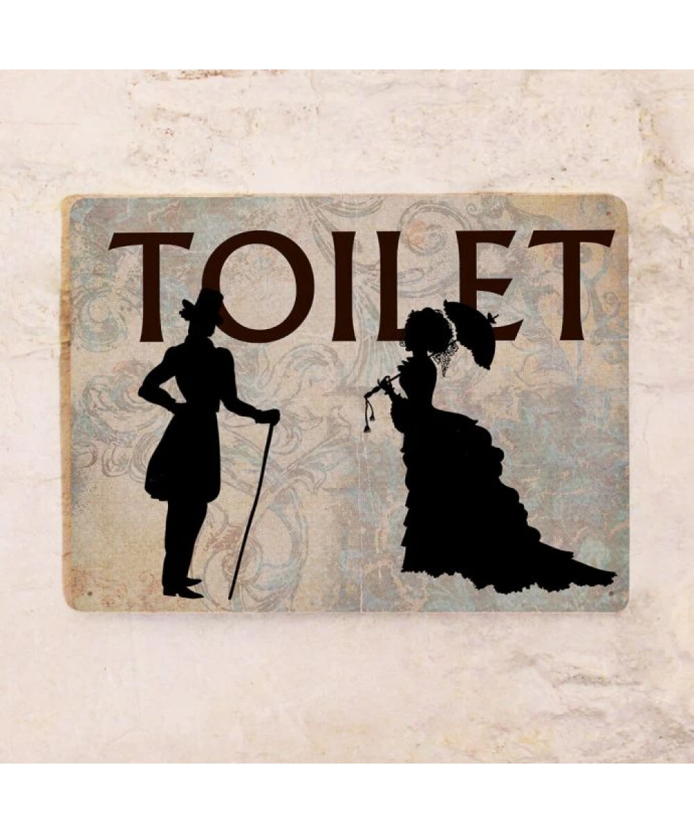 Placa divertida para baño – placa metálica WC para hombres y mujeres, 20×30 cm