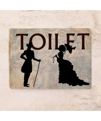Placa divertida para baño – placa metálica WC para hombres y mujeres, 20×30 cm