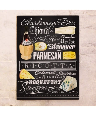 Placa metálica para bar Vino y queso