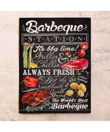 Cartel metálico BBQ