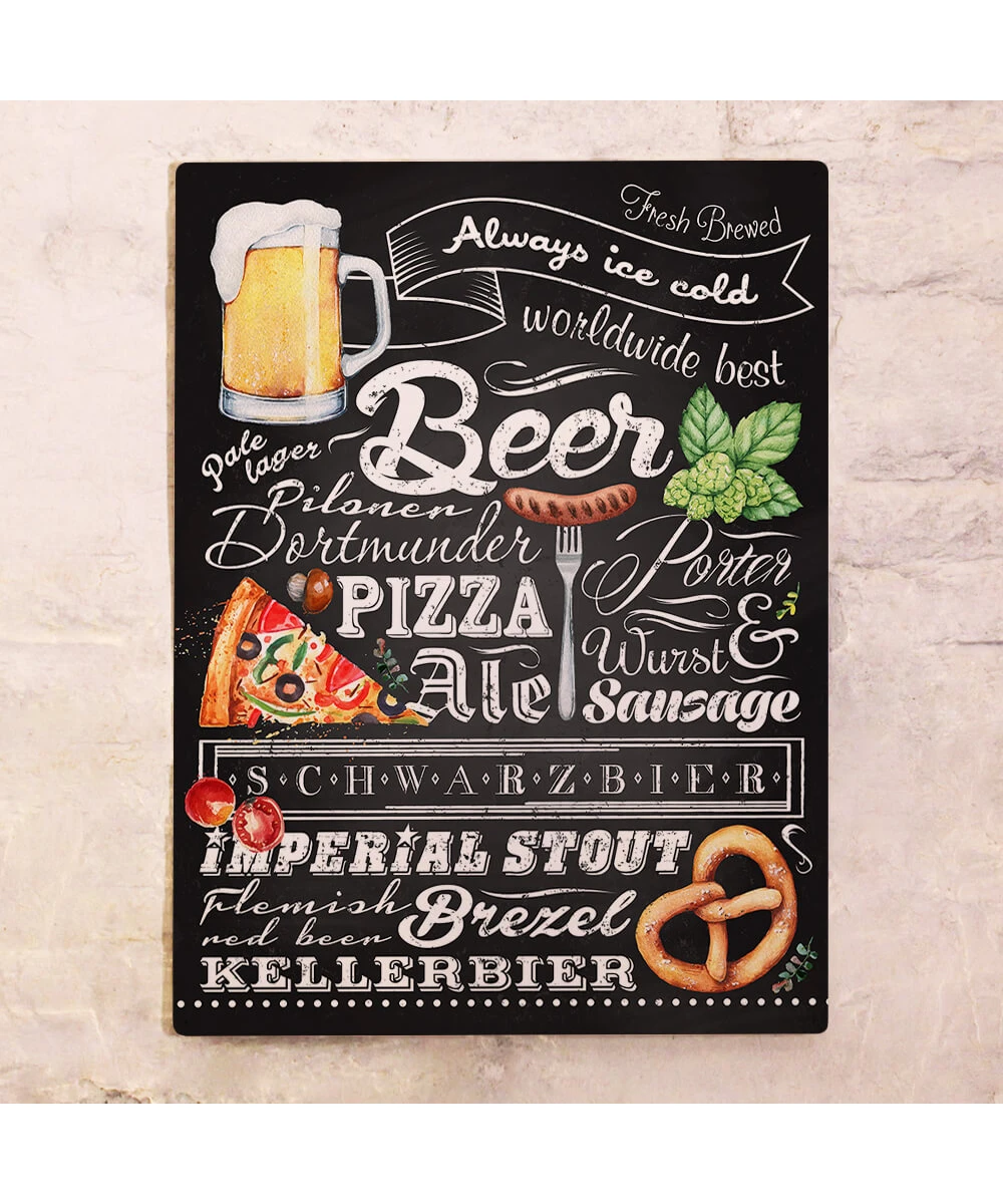 Placa metálica para bar Cerveza y aperitivos