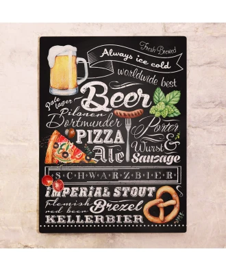 Placa metálica para bar Cerveza y aperitivos