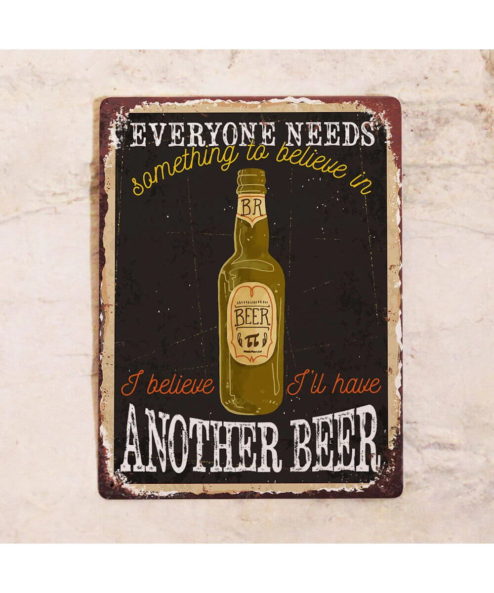 Placa metálica para bar Creo en otra cerveza