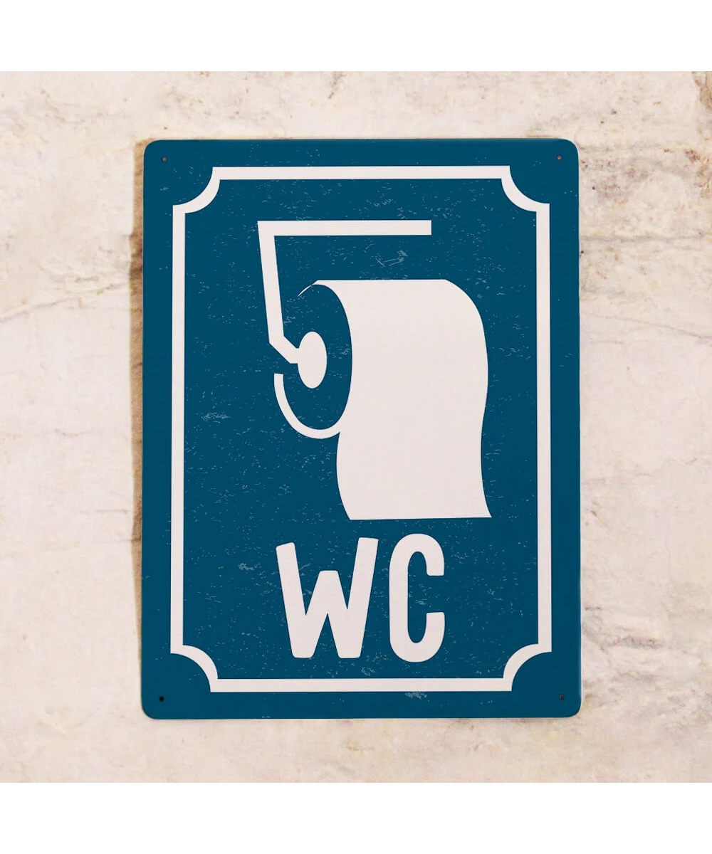 Placa divertida para baño – placa metálica WC para hombres y mujeres, 20×30 cm