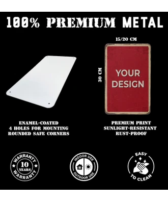 Cartel metálico con el perro - Propiedad está protegida por un Teckel