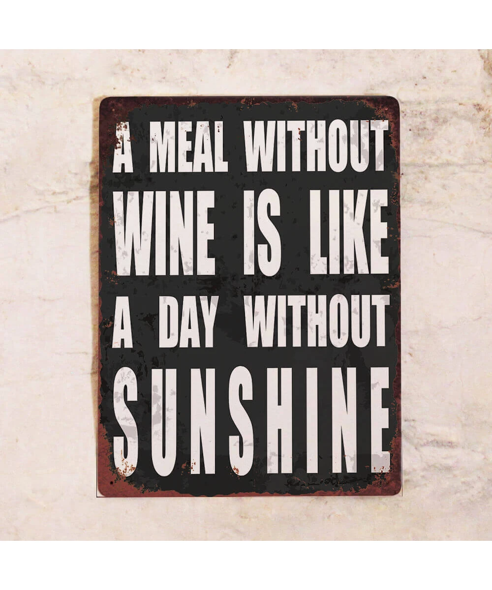 Placa metálica para bar Comida sin vino