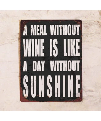 Placa metálica para bar Comida sin vino