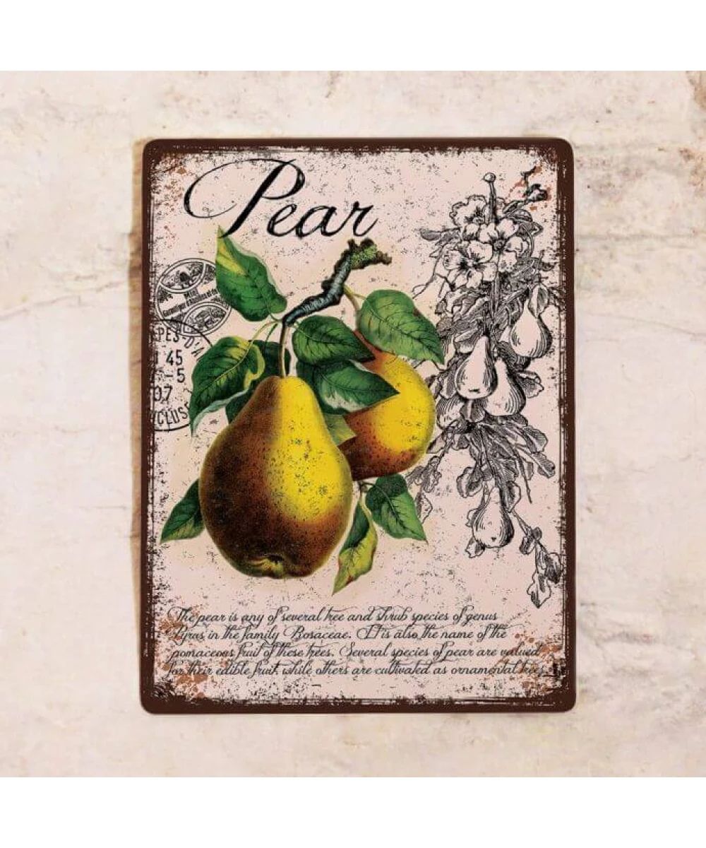 Cartel metálica retro para cocina Provenza pera