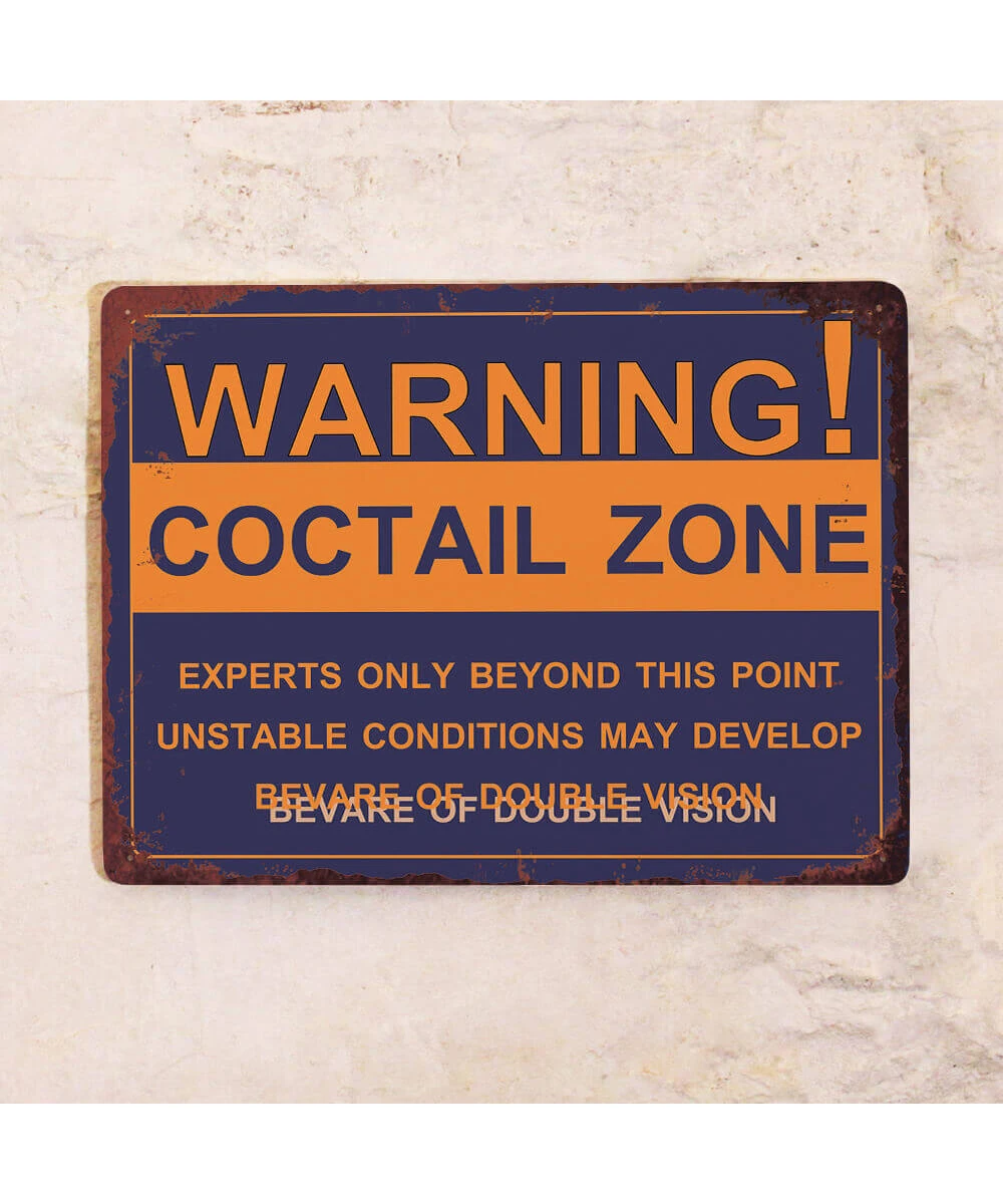 Placa metálica para bar Zona de cócteles