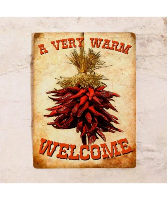Chapa metálica retro para cocina Bienvenida cálida