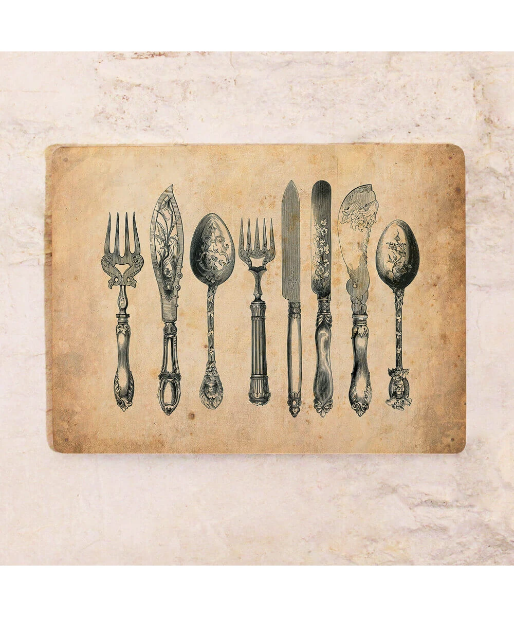Cartel de cocina de hojalata Cubiertos