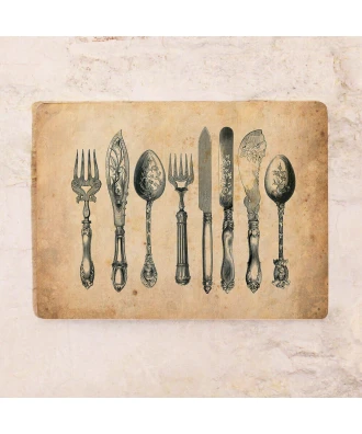 Cartel de cocina de hojalata Cubiertos