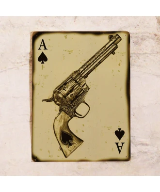 Placa metálica para bar As de pistola