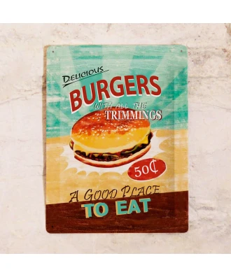 Cartel de cocina de hojalata Hamburguesa