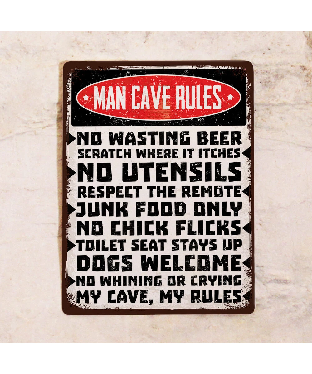 Металлическая табличка для гаража 20×30 см  Man cave rules