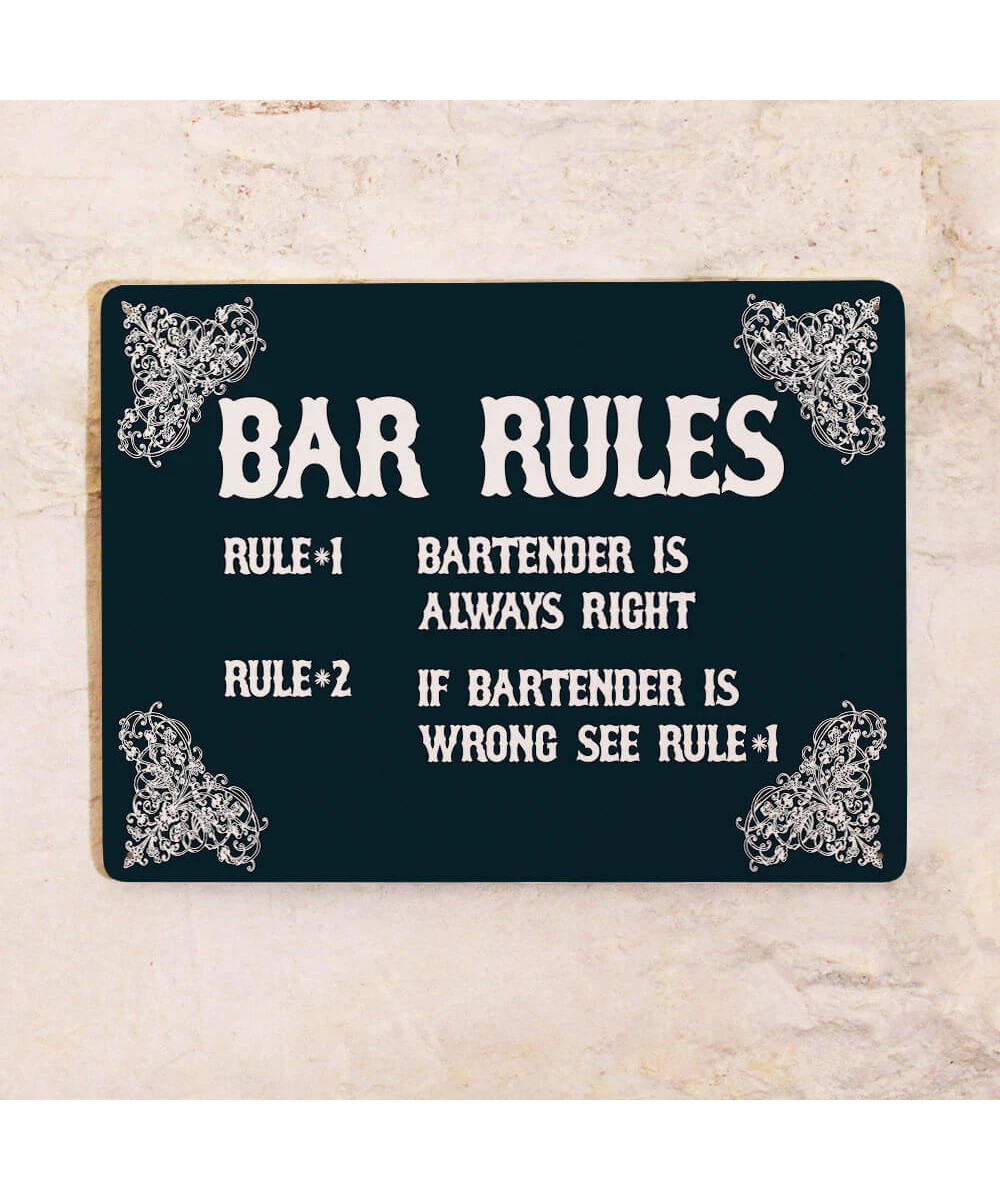 Bar metal sign  Bar rules