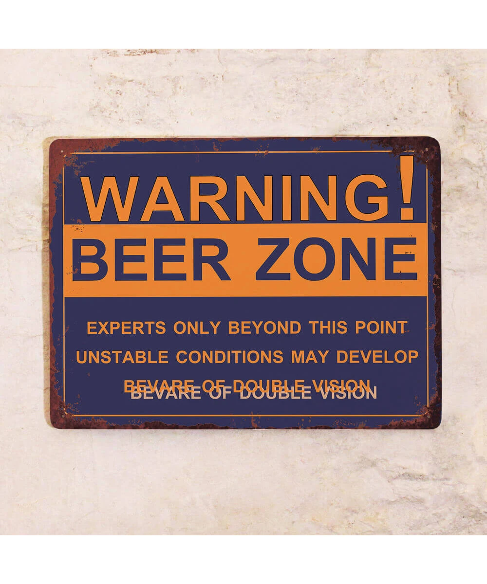 Placa metálica para bar Zona de cerveza