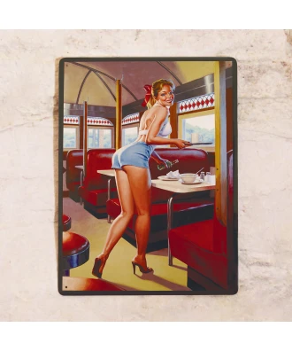 Placa metálica de garaje 20×30 cm – Chica Pin Up