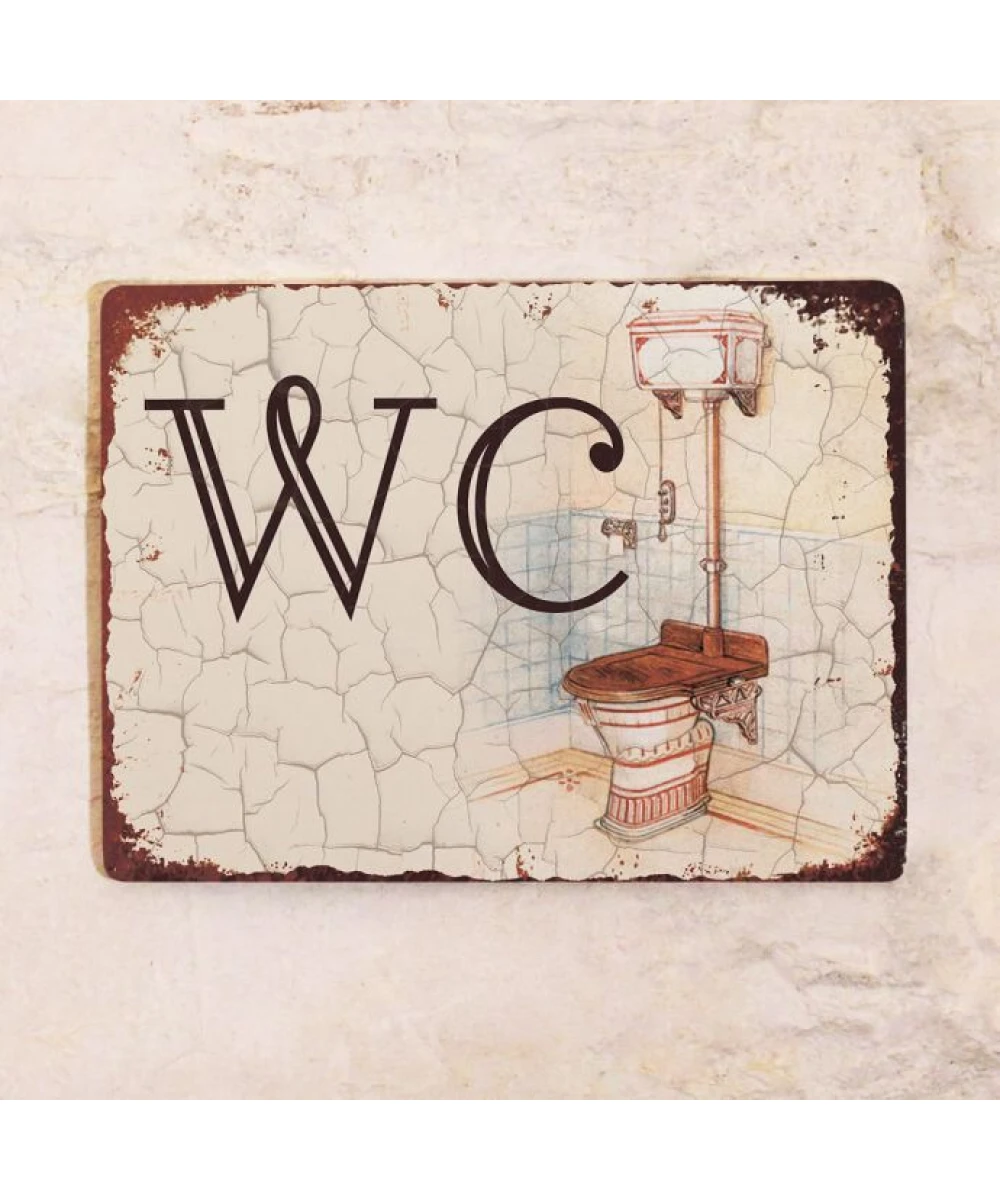 Vintage toilet sign – metal WC door sign for men and women, 20×30 cm