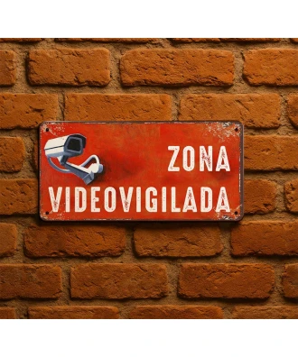 Cartel metálico “Zona videovigilada” – aviso de cámara de seguridad