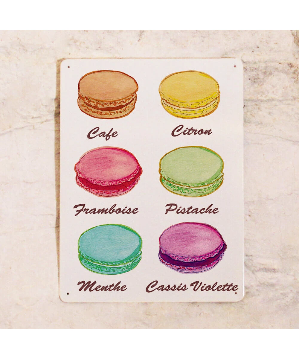 Cartel de cocina de hojalata Macaron